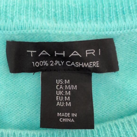 Tahari Blue 100% Cashmere Crewneck Sweater, M - Picture 4 of 9